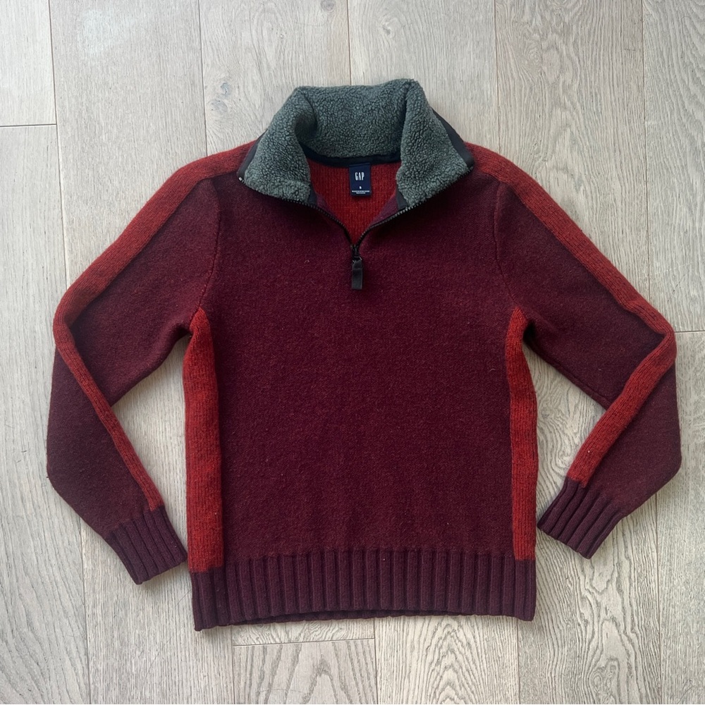 GAP Women’s Size S Lambswool 1/4 Zip Pullover Burgundy Sweater